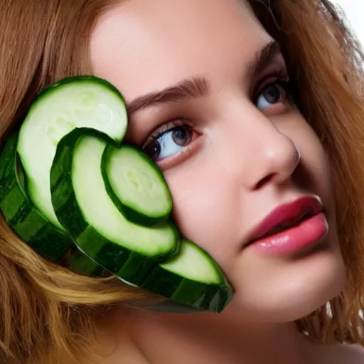 Prompt: young woman face profile with cucumber shaped nose