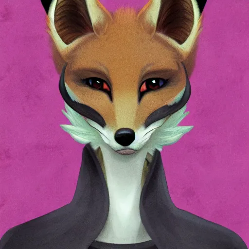Prompt: Beautiful portrait digital painting, oil painting, anthro anthropomorphic fox androgynous , at a lake anarchist anarcho-punk Punk Punk outfit. furaffinity, artstation