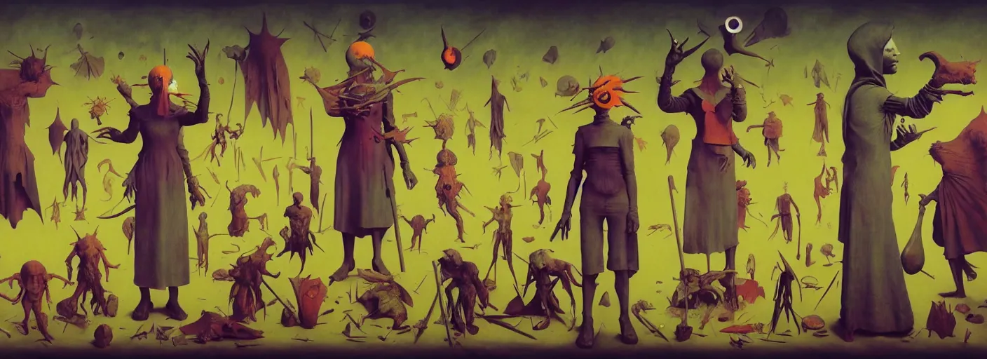 Image similar to full - body surreal colorful cursed rpg character concept art anatomy, action pose, very coherent and colorful high contrast masterpiece by norman rockwell franz sedlacek hieronymus bosch dean ellis simon stalenhag rene magritte gediminas pranckevicius, dark shadows, sunny day, hard lighting, reference sheet white! background