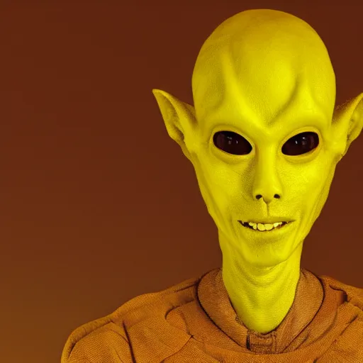 Prompt: a photo of a yellow alien