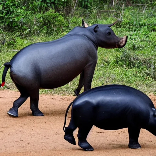 Prompt: A man fleeing from a tapir.