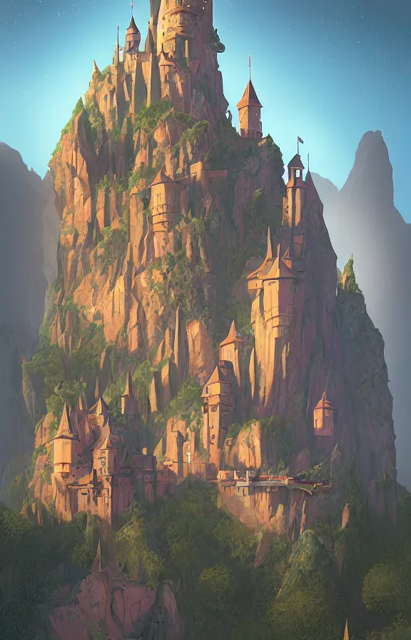 Image similar to magical castle school on a hill, dreamworks, textured, sharp focus, highly detailed, james gilleard, ralph mcquarrie, print, game art