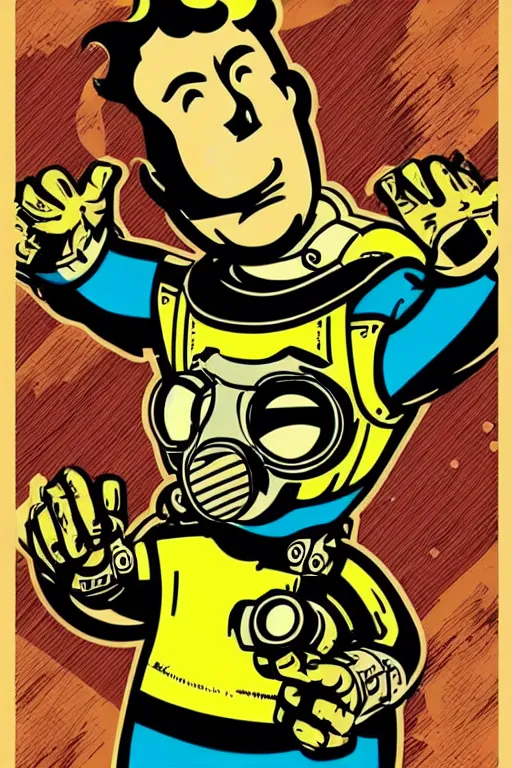 Image similar to fallout 7 6 retro futurist illustration art by butcher billy, sticker, colorful, illustration, highly detailed, simple, smooth and clean vector curves, no jagged lines, vector art, smooth andy warhol style