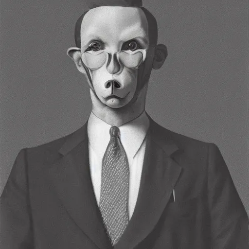 Image similar to a high detail photo of a man with a duck's head wearing a suit, photorealism