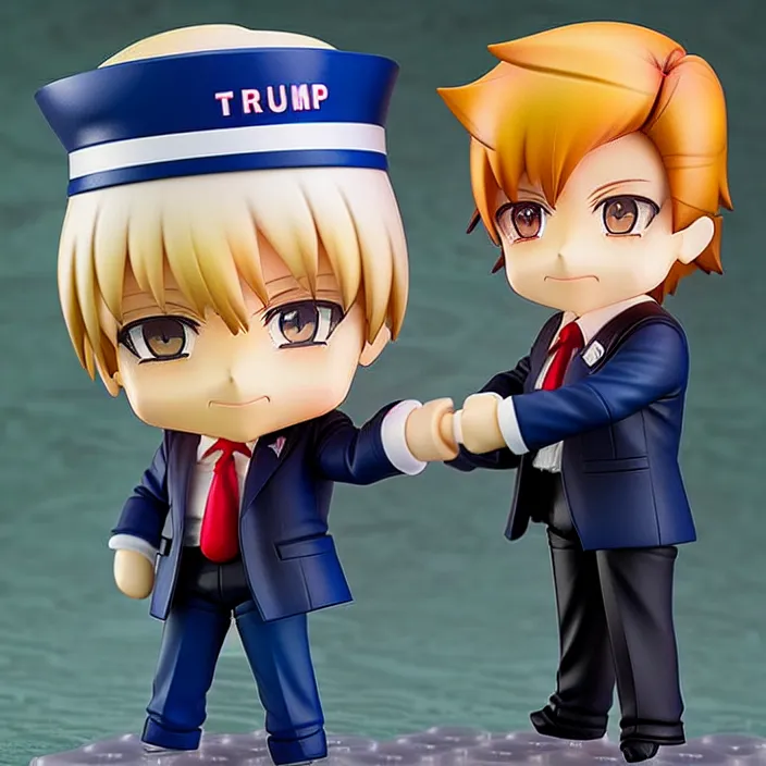 Image similar to An anime Nendoroid figurine of Donald Trump, fantasy, figurine , product photo