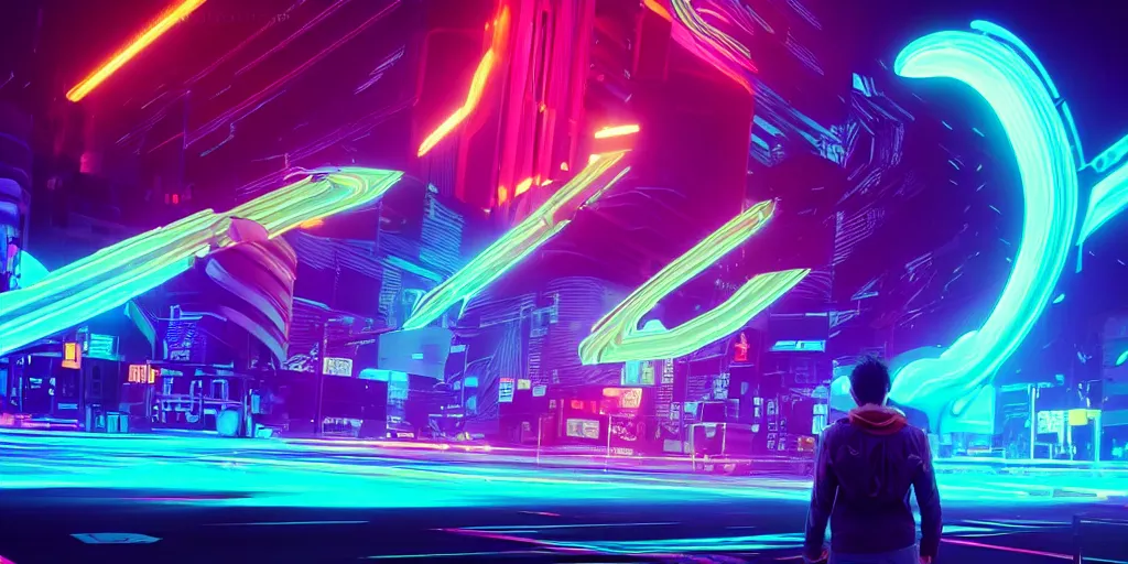 beautiful background is surrounded by epic neon glitch | Stable Diffusion