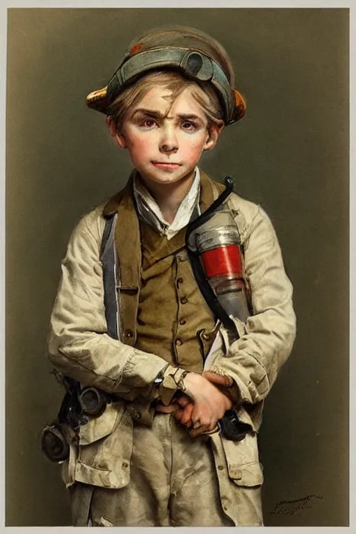 Prompt: (((((portrait of boy dressed as retro sciencepunk explorer costume . muted colors.))))) by Jean-Baptiste Monge !!!!!!!!!!!!!!!!!!!!!!!!!!!