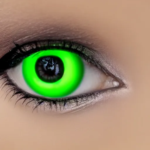 Image similar to neon green eye moving