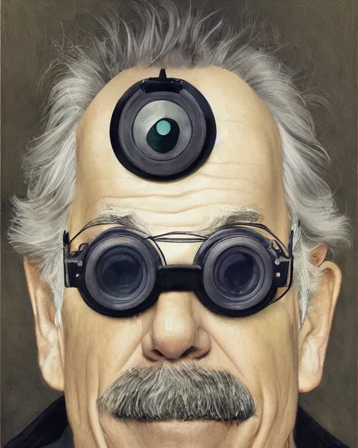 Image similar to Portrait Sam Elliott wearing safety goggles and black cloat by charlie bowater elina brotherus greg rutkowski Dan Witz paul klee jamie wyeth victo ngai