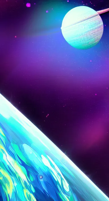 Image similar to layered purple planet space theme, background artwork, digital art, award winning, pixel art