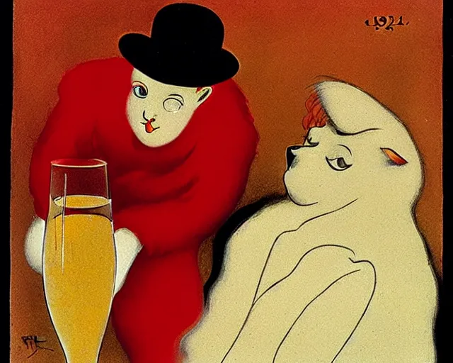 Image similar to leonetto cappiello, pur champagne, 1 9 0 2.