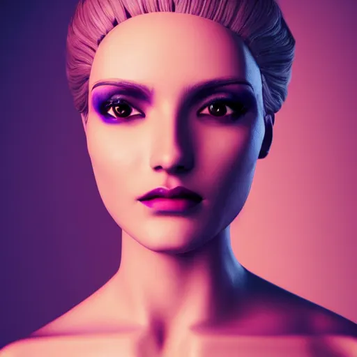 Prompt: portrait of a beautiful woman robot android, futuristic cgi render keyshot octane 8k professional cinematic lighting
