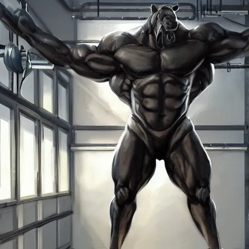 Image similar to splash art of a herculean black - coated anthropomorphic horse supersoldier with an exaggeratedly buff physique in a research facility wearing a combat kevlar outfit, detailed clothes, highly detailed, furry, furaffinity, digital painting, artstation, illustration, art by artgerm, greg rutkowski, wlop