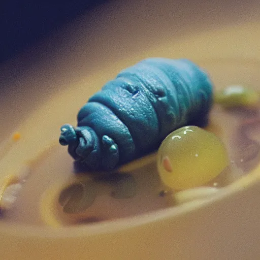 Image similar to There is a tardigrade in my soup, iphone 12, 35mm macro