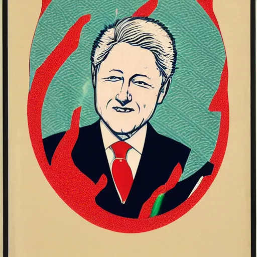 Prompt: ukiyo-e portrait of President Bill Clinton