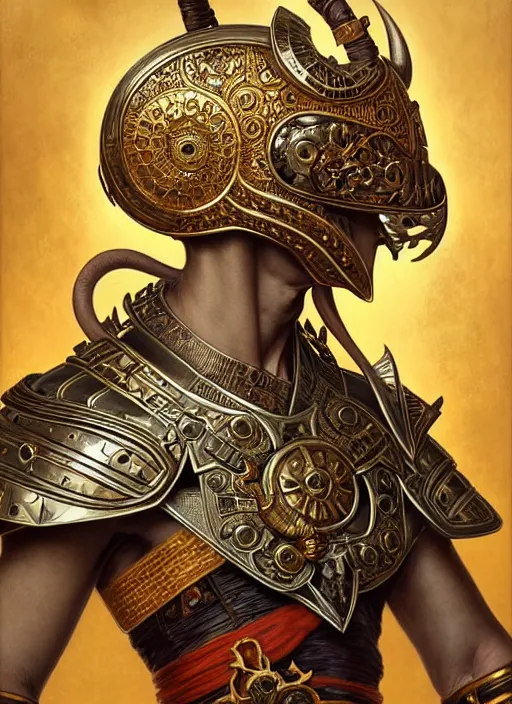 Prompt: symmetry!! portrait of a rat warrior wearing detailed ornate armor and helmet, intricate, elegant, highly detailed, my rendition, digital painting, behance, concept art, smooth, sharp focus, illustration, art by artgerm and greg rutkowski and alphonse mucha and huang guangjian and gil elvgren and sachin teng