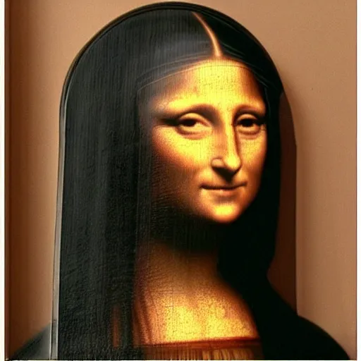 Prompt: a 3 d sculpture of the mona lisa made of wet clay