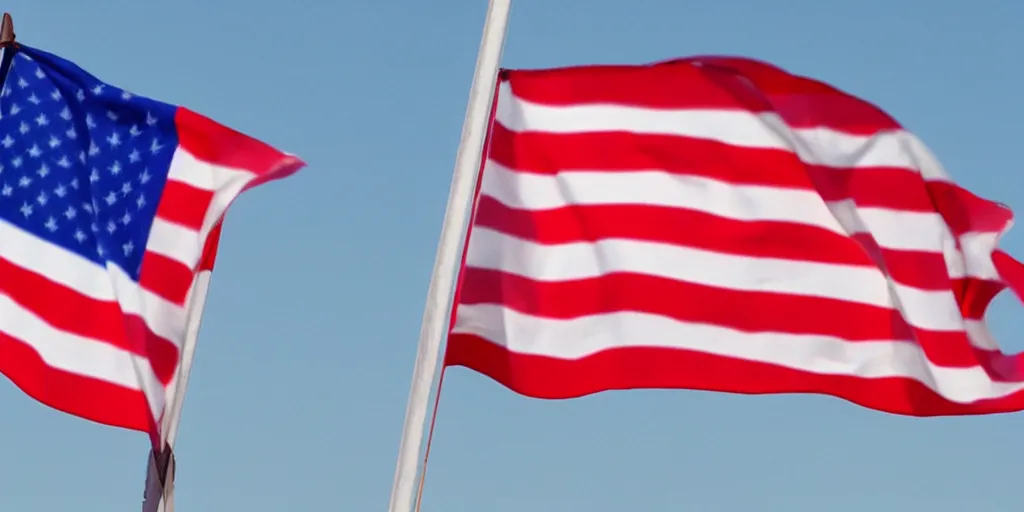 Prompt: our three striped white - red - white, heavenly, free, bold flag