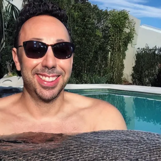 Prompt: howie d by the pool