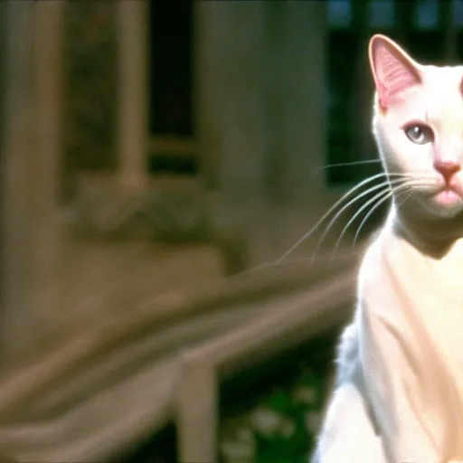 Prompt: julie andrews as a white cat, austria, film still, sound of music, 4 k, 8 k