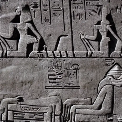 Image similar to gray aliens on a ancient egypt wall