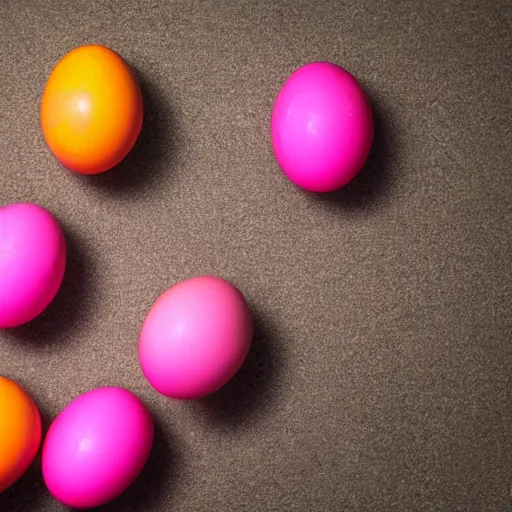 Prompt: bright pink bubblegum, shaped like eggs, award winning photo, close up, high quality