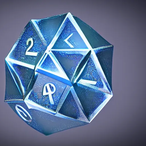 Image similar to a twenty sided die exploding to pieces from bottom up, simple shape, transparent debris, blue, concept art, clean, ancient, medieval, fantasy, ultra realistic, art, perfect straight lines, extremely detailed, unreal engine render