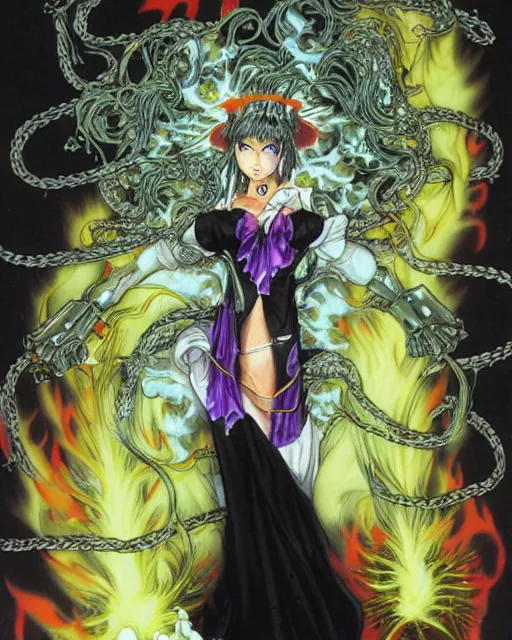 Image similar to Liquid smoke flower priestess portrait, by Masamune shirow