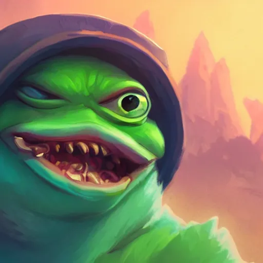 Image similar to super rich happy pepe, luxury, treasury, coins, money, hyper detalied, blue crystals, greg rutkowski, artstation