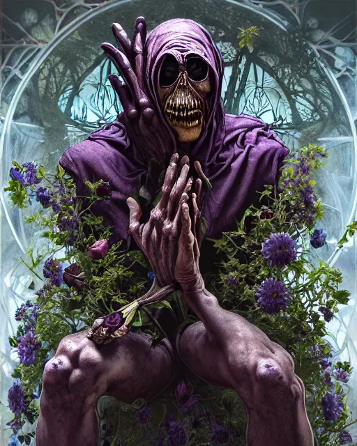 Prompt: the platonic ideal of flowers, rotting, insects and praying of cletus kasady ultimate carnage thanos dementor doctor manhattan chtulu nazgul bioshock davinci, artstation, detailed, intricate, hyperrealism, intense, scary, decay, dmt, art by brock hofer and artgerm and greg rutkowski and alphonse mucha