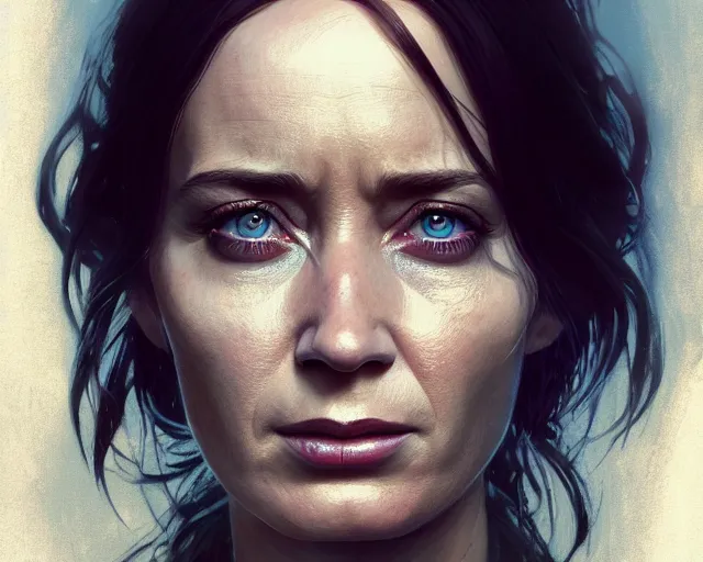 Prompt: highly detailed portrait of emily blunt, in the walking dead, stephen bliss, unreal engine, fantasy art by greg rutkowski, loish, rhads, ferdinand knab, makoto shinkai and lois van baarle, ilya kuvshinov, rossdraws, tom bagshaw, global illumination, radiant light, detailed and intricate environment