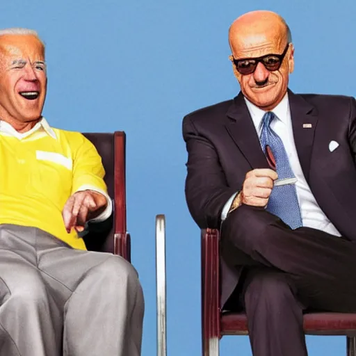 Prompt: Joe Biden and Walter white in Los pollos hermanos