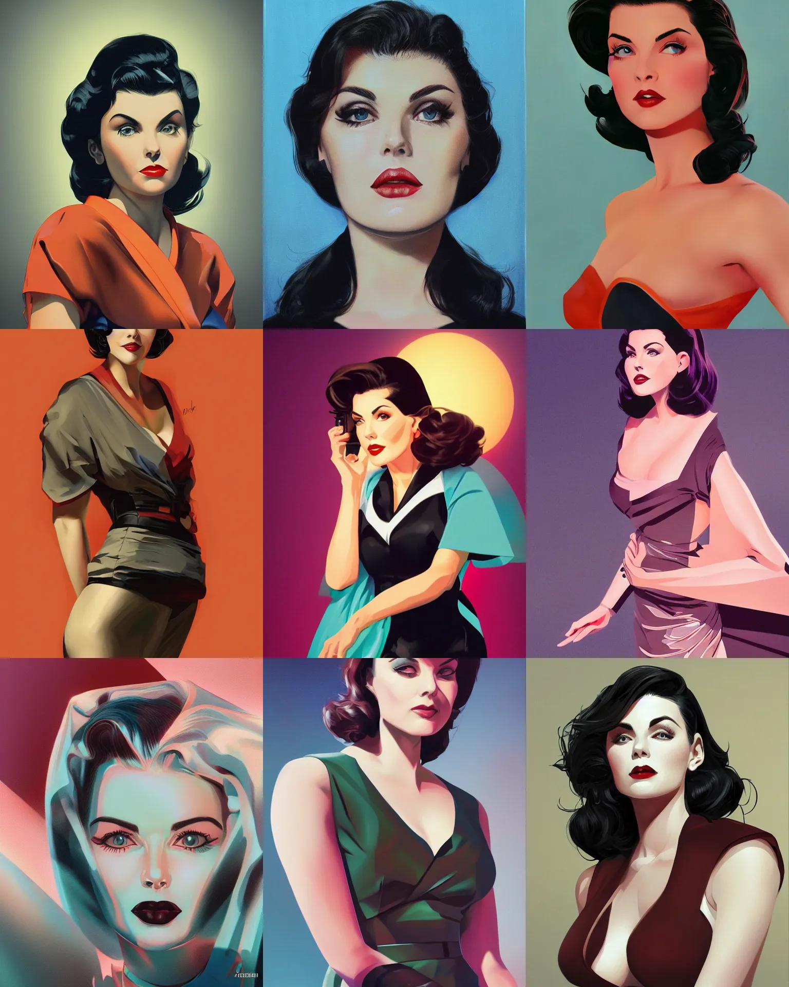 Image similar to sherilyn fenn 2 6 years old, retro futurism, half portrait by stanley artgerm, dramatic lighting, ilya kuvshinov, trending on artstation, flat colour, geometric curves, gradient filter, pleasing tone colours, wearing kimono