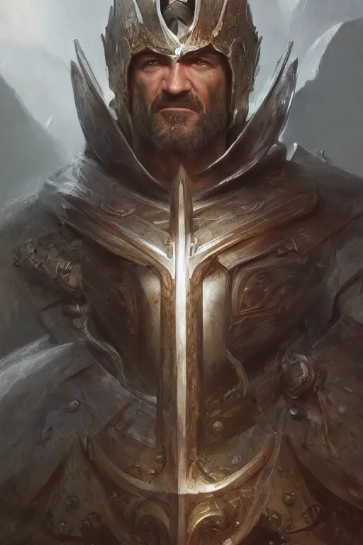 Image similar to portrait of antonio banderas as holy paladin, fantasy, d&d, intricate, highly detailed, smooth, artstation, digital illustration by Ruan Jia and Mandy Jurgens and Artgerm and Wayne Barlowe and Greg Rutkowski and Zdislav Beksinski