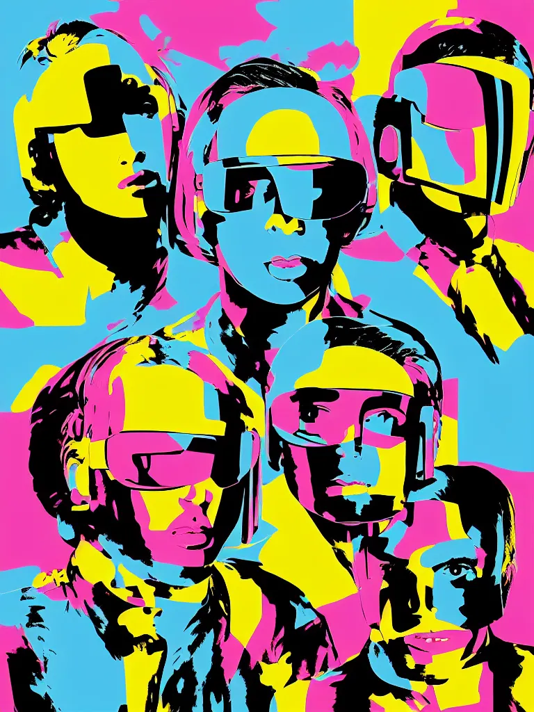 Image similar to Memphis abstract minimal art, Team Tomorrow, inspired by Andy Warhol and Daft Punk