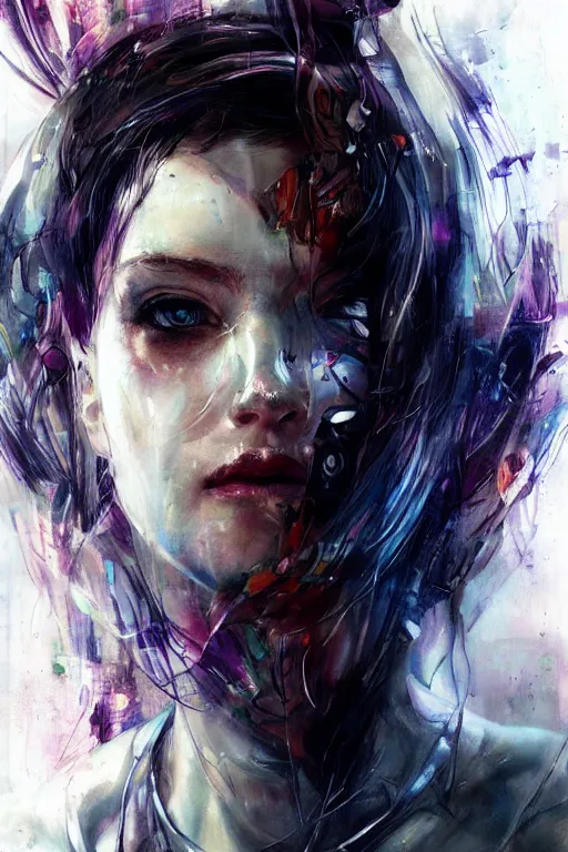 Image similar to cyberpunk cyborg woman portrait art by agnes cecile, beautiful, soft, smooth