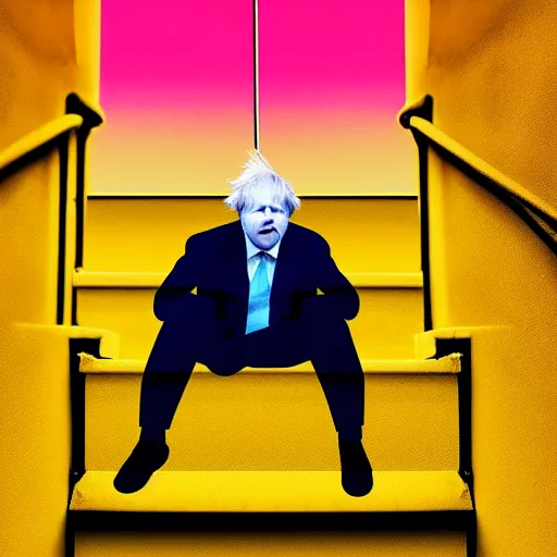 Prompt: Boris Johnson digital art crying on the naughty step with a pool of tears under him, 8k, perfect lighting, high contrast, wide-angle, Nikon mirrorless, sad, brexit, flickr