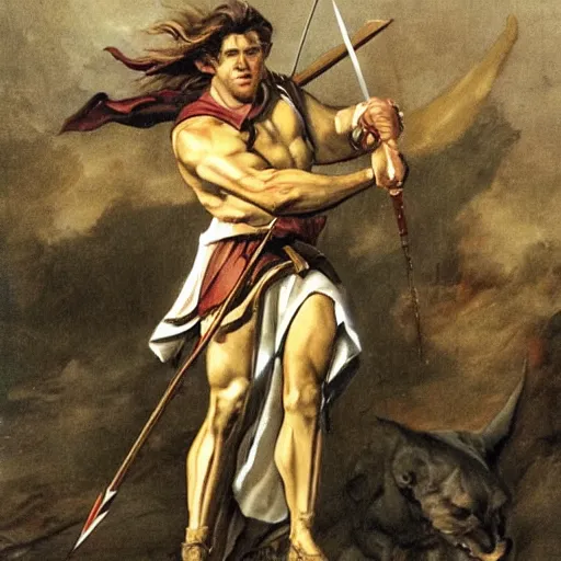 Image similar to achilles with an arrow in his ankles