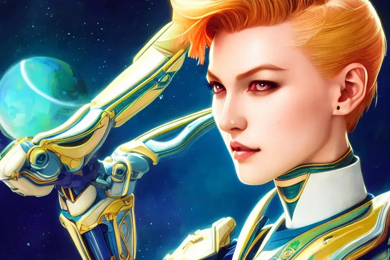 Image similar to symmetry!! portrait of sailor uranus! alien in the style of horizon zero dawn, machine face, intricate, elegant, highly detailed, digital painting, artstation, concept art, smooth, sharp focus, illustration, art by artgerm and ross tran and greg rutkowski and alphonse mucha, 8 k