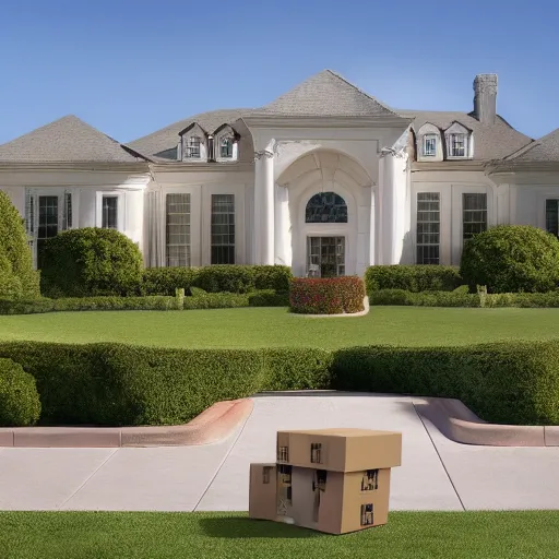 Image similar to FBI remove boxes at Donald Trumps house, hyper realistic photography, 8k,