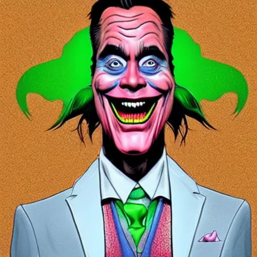 Prompt: Jim Carrey as the Joker