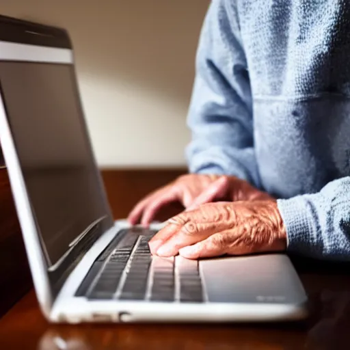 Prompt: casket casket with elderly man who is browsing internet on laptop from a casket casket