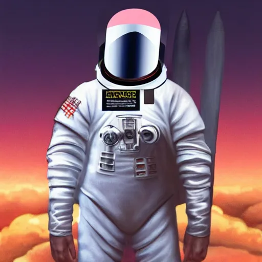 Image similar to A knights templar wearing a space suit, in the style of Don Jondro