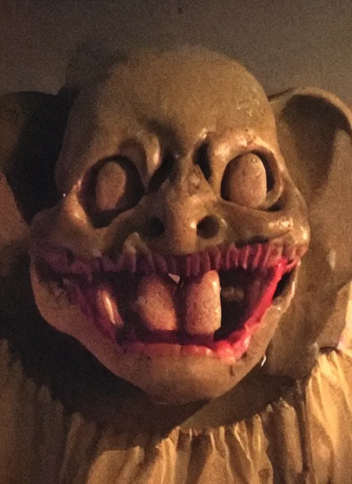 Prompt: highly realistic demon smiling perversely, low light photo, macabre