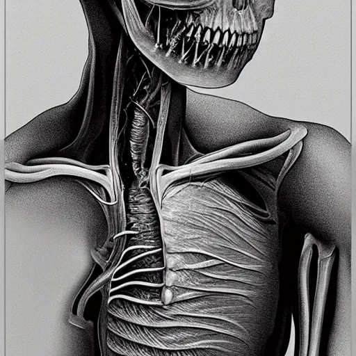 Image similar to medical anatomical study of a very strange alien creature, photograph, black and white,