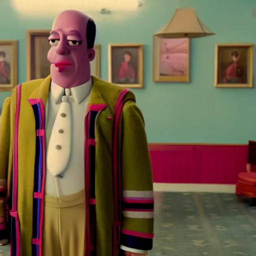 Image similar to homer simpson in the grand budapest hotel ( 2 0 1 4 )