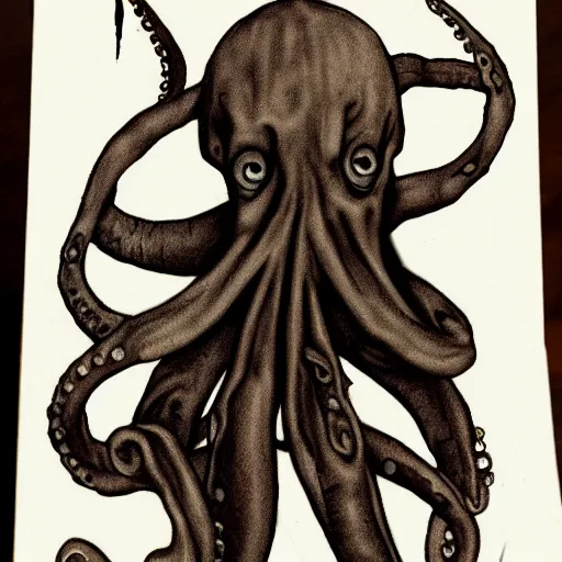 Image similar to grunge drawing of an octopus in the style of the grudge | horror themed