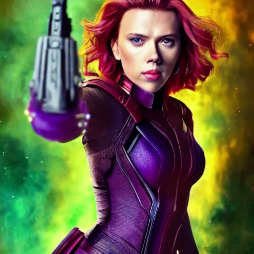 Image similar to Photoshoot of Scarlett Johansson as Thanos