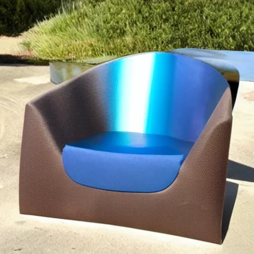 Prompt: a lounge chair in the shape of a wave