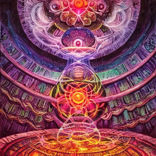 Image similar to mushroom temple, symmetrical, hannah faith yata, torus energy, salvia droid, ben ridgway